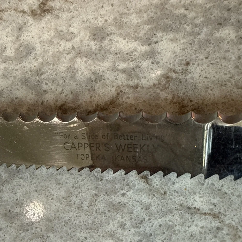 Vintage VERNCO Advertising Knife with Serrated Edge on both sides Capper's KS